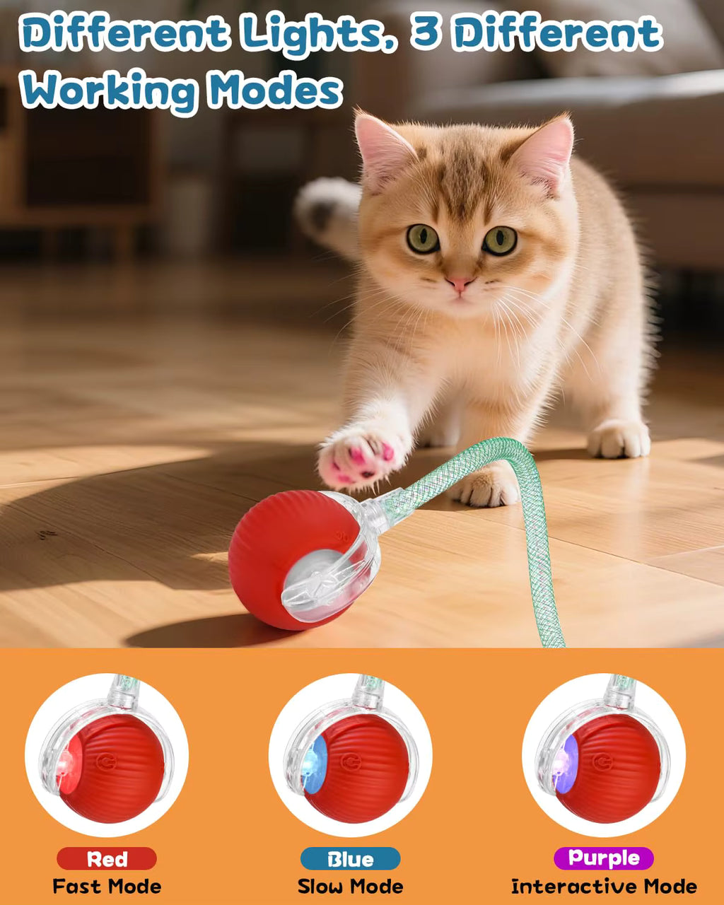 Pelota Interactiva Inteligente Recargable para Perros y Gatos | USB Tipo C